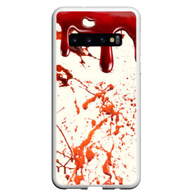 Чехол для Samsung Galaxy S10 с принтом Стекающая кровь в Тюмени, Силикон | Область печати: задняя сторона чехла, без боковых панелей | Тематика изображения на принте: 2020 | blood | halloween | капли | кровавый | кровь | пятна | следы | стекающая | хэллоуин | хэлоуин
