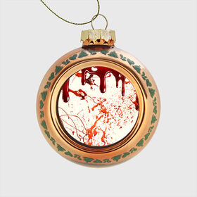 Стеклянный ёлочный шар с принтом Стекающая кровь в Тюмени, Стекло | Диаметр: 80 мм | 2020 | blood | halloween | капли | кровавый | кровь | пятна | следы | стекающая | хэллоуин | хэлоуин
