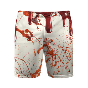 Мужские шорты спортивные с принтом Стекающая кровь в Тюмени,  |  | Тематика изображения на принте: 2020 | blood | halloween | капли | кровавый | кровь | пятна | следы | стекающая | хэллоуин | хэлоуин