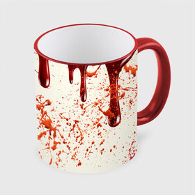 Кружка с принтом Стекающая кровь в Тюмени, керамика | ёмкость 330 мл | Тематика изображения на принте: 2020 | blood | halloween | капли | кровавый | кровь | пятна | следы | стекающая | хэллоуин | хэлоуин