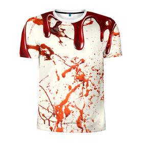 Мужская футболка 3D спортивная с принтом Стекающая кровь в Тюмени, 100% полиэстер с улучшенными характеристиками | приталенный силуэт, круглая горловина, широкие плечи, сужается к линии бедра | Тематика изображения на принте: 2020 | blood | halloween | капли | кровавый | кровь | пятна | следы | стекающая | хэллоуин | хэлоуин