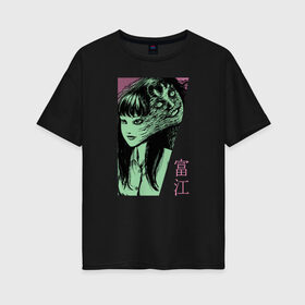 Женская футболка хлопок Oversize с принтом Tomie, Junji Ito в Тюмени, 100% хлопок | свободный крой, круглый ворот, спущенный рукав, длина до линии бедер
 | aesthetic | anime | azami kurotani | casual | collection | eye | gore | goro | horror | ito | junji | junji ito | kirie | manga | spiral | streetwear | tomie | uzumaki | аниме | глаз | дзюндзи ито | кириэ | кэжуал | манга | спираль | сюити | то
