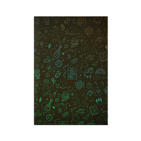 Обложка для паспорта матовая кожа с принтом Иконпак в Тюмени, натуральная матовая кожа | размер 19,3 х 13,7 см; прозрачные пластиковые крепления | гитара | джойстик | единорог | иконки | кубики | лего | мона лиза
