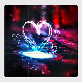 Магнитный плакат 3Х3 с принтом Неоновое сердце в Тюмени, Полимерный материал с магнитным слоем | 9 деталей размером 9*9 см | любовь | неоновое сердце | неоновые сердечки | сердечки | сердце