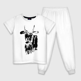 Детская пижама хлопок с принтом бык нарисованный в Тюмени, 100% хлопок |  брюки и футболка прямого кроя, без карманов, на брюках мягкая резинка на поясе и по низу штанин
 | 2021 | бык | год быка | год коровы | новый год | символ года