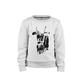 Детский свитшот хлопок с принтом бык нарисованный в Тюмени, 100% хлопок | круглый вырез горловины, эластичные манжеты, пояс и воротник | Тематика изображения на принте: 2021 | бык | год быка | год коровы | новый год | символ года