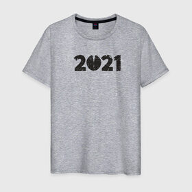 Мужская футболка хлопок с принтом 2021 в Тюмени, 100% хлопок | прямой крой, круглый вырез горловины, длина до линии бедер, слегка спущенное плечо. | Тематика изображения на принте: 2021 | бык | год быка | год коровы | новый год | символ года