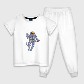 Детская пижама хлопок с принтом Привет от космонавта в Тюмени, 100% хлопок |  брюки и футболка прямого кроя, без карманов, на брюках мягкая резинка на поясе и по низу штанин
 | арт | астронавт | космонавт | космос | невесомость | передаёт привет | привет | рисунок | скафандр