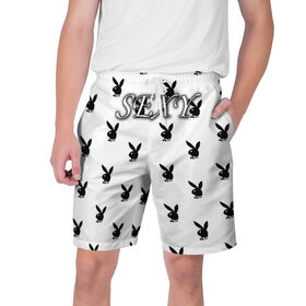 Мужские шорты 3D с принтом Sexy в Тюмени,  полиэстер 100% | прямой крой, два кармана без застежек по бокам. Мягкая трикотажная резинка на поясе, внутри которой широкие завязки. Длина чуть выше колен | кролик