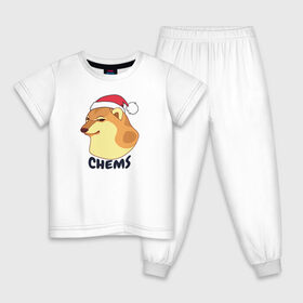 Детская пижама хлопок с принтом Новогодний Чимс в Тюмени, 100% хлопок |  брюки и футболка прямого кроя, без карманов, на брюках мягкая резинка на поясе и по низу штанин
 | chemps | chems | doge | dogo | дог | доге | доке и чимс | чимс | чимс доге