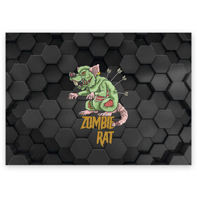 Поздравительная открытка с принтом Zombie Rat в Тюмени, 100% бумага | плотность бумаги 280 г/м2, матовая, на обратной стороне линовка и место для марки
 | blood | diablo | haloween | horror | дьявол | зомби | кости | кровь | мозги | мясо | страшилка | ужасы | хеллоуин | хелоуин