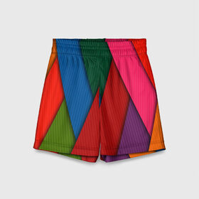 Детские спортивные шорты 3D с принтом Разноцветный узор в Тюмени,  100% полиэстер
 | пояс оформлен широкой мягкой резинкой, ткань тянется
 | линии | полосы | разноцветные линии | разноцветный узор | узор | цвета