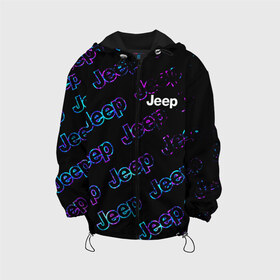 Детская куртка 3D с принтом JEEP Джип в Тюмени, 100% полиэстер | застежка — молния, подол и капюшон оформлены резинкой с фиксаторами, по бокам — два кармана без застежек, один потайной карман на груди, плотность верхнего слоя — 90 г/м2; плотность флисового подклада — 260 г/м2 | Тематика изображения на принте: auto | jeep | logo | moto | symbol | авто | автомобиль | гонки | джип | знак | лого | логотип | логотипы | марка | машина | мото | символ | символы