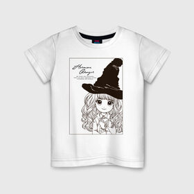 Детская футболка хлопок с принтом Гермиона в Тюмени, 100% хлопок | круглый вырез горловины, полуприлегающий силуэт, длина до линии бедер | harry potter | hermione granger | vdzabma | гарри поттер | гермиона грейнджер