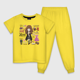 Детская пижама хлопок с принтом Гермиона в Тюмени, 100% хлопок |  брюки и футболка прямого кроя, без карманов, на брюках мягкая резинка на поясе и по низу штанин
 | harry potter | hermione granger | vdzabma | гарри поттер | гермиона грейнджер
