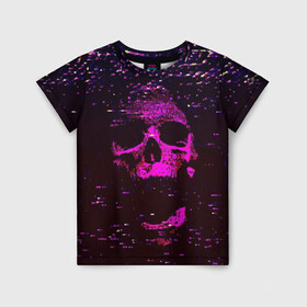 Детская футболка 3D с принтом Phonk Skull в Тюмени, 100% гипоаллергенный полиэфир | прямой крой, круглый вырез горловины, длина до линии бедер, чуть спущенное плечо, ткань немного тянется | 90 | 90 е | hip hop | music | phonk | phonk memphis | phonk rap | phonk skull | rap | skull | trap | vhs | девяностые | музыка | музыка фонк | помехи | реп | рэп | треп | трэп | флекс | фонк | фонк мемфис | фонк реп | фонк рэп | хип хоп | чере