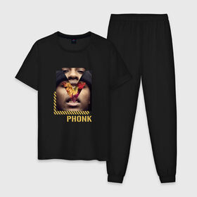 Мужская пижама хлопок с принтом Phonk SpaceGhostPurrp в Тюмени, 100% хлопок | брюки и футболка прямого кроя, без карманов, на брюках мягкая резинка на поясе и по низу штанин
 | Тематика изображения на принте: 1990 | asap | beast | clan | gucci | hype | mane | markese | memphis | mob | money | music | raider klan | rapping | rolle | space | style | wiz khalifa | баттл | мемфис | мода | музыка | пхонк | реп | рэп | стиль | тренд | тренды | фанк | фон