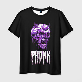 Мужская футболка 3D с принтом Phonk в Тюмени, 100% полиэфир | прямой крой, круглый вырез горловины, длина до линии бедер | hip | hip hop | hop | phonk | rap | skull | рэп | фонк | хип | хип хоп | хоп | череп