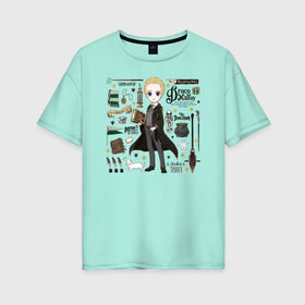 Женская футболка хлопок Oversize с принтом Драко в Тюмени, 100% хлопок | свободный крой, круглый ворот, спущенный рукав, длина до линии бедер
 | draco malfoy | harry potter | vdzabma | гарри поттер | драко малфой | дрейко малфой