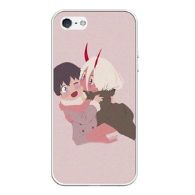 Чехол для iPhone 5/5S матовый с принтом ZERO TWO AND HIRO CUTE в Тюмени, Силикон | Область печати: задняя сторона чехла, без боковых панелей | anime | children | kiss | waifu | zero two | аниме | аска | вайфу | герой | дети | евангелион | зеро ту | любимый во франксе | манга | отаку | поцелуй | хиро