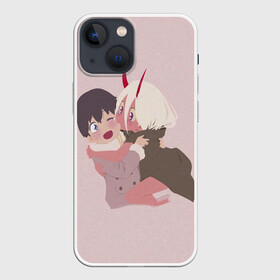 Чехол для iPhone 13 mini с принтом ZERO TWO AND HIRO CUTE в Тюмени,  |  | Тематика изображения на принте: anime | children | kiss | waifu | zero two | аниме | аска | вайфу | герой | дети | евангелион | зеро ту | любимый во франксе | манга | отаку | поцелуй | хиро