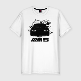 Мужская футболка хлопок Slim с принтом BMW M5 E39 в Тюмени, 92% хлопок, 8% лайкра | приталенный силуэт, круглый вырез ворота, длина до линии бедра, короткий рукав | bmw | bmw5series | bmwe39 | m5 | mperformance | mpower
