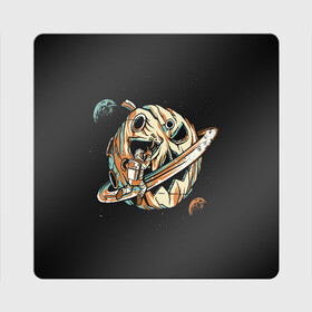 Магнит виниловый Квадрат с принтом Halloween in Cosmos в Тюмени, полимерный материал с магнитным слоем | размер 9*9 см, закругленные углы | cosmos | день космонавтики | звезды | космонавт | космос | луна | небо | орбита | тыква | хеллоуин | юрий гагарин