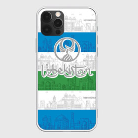Чехол для iPhone 12 Pro Max с принтом Узбекистан в Тюмени, Силикон |  | architecture | city | crescent | eagle | flag | republic | silhouette | stars | uzbekistan | архитектура | город | звезды | орел | полумесяц | республика | силуэт | узбекистан | флаг