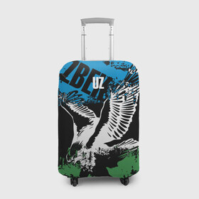 Чехол для чемодана 3D с принтом Узбекистан в Тюмени, 86% полиэфир, 14% спандекс | двустороннее нанесение принта, прорези для ручек и колес | eagle | flag | raster | republic | uzbekistan | орел | растр | республика | узбекистан | флаг