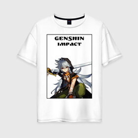 Женская футболка хлопок Oversize с принтом Razor в Тюмени, 100% хлопок | свободный крой, круглый ворот, спущенный рукав, длина до линии бедер
 | anime | game | genshin impact | razor | аниме | игра