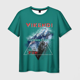 Мужская футболка 3D с принтом Vikendi в Тюмени, 100% полиэфир | прямой крой, круглый вырез горловины, длина до линии бедер | активный отдых | альпинизм | американский | бирюза | геометрия | горы | деревья | иллюстрации | иностранные | надписи | прикольные картинки | прикольные надписи | природа | путешествие | склон