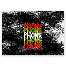 Поздравительная открытка с принтом PHONK в Тюмени, 100% бумага | плотность бумаги 280 г/м2, матовая, на обратной стороне линовка и место для марки
 | drift | memphis | music | phonk | phonk drift | phonk drift music | phonk edition | phonk mix | phonk music | phonk radio | phonk remix | trap | музыка для дрифта | пхонк | фонк | фонк дрифт | фонк рэп