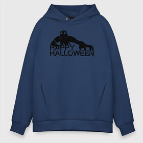 Мужское худи Oversize хлопок с принтом Halloween в Тюмени, френч-терри — 70% хлопок, 30% полиэстер. Мягкий теплый начес внутри —100% хлопок | боковые карманы, эластичные манжеты и нижняя кромка, капюшон на магнитной кнопке | Тематика изображения на принте: 31 октября | halloween | halowen | ведьма | день всех святых | джек | костюм | кровь | лого | монстр | надпись | праздник | приведение | призрак | светильник | символ | страшная | тыква | ужасы | хеллоуин | хеллуин