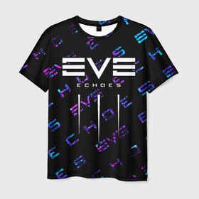Мужская футболка 3D с принтом EVE ECHOES / ИВ ЭХО в Тюмени, 100% полиэфир | прямой крой, круглый вырез горловины, длина до линии бедер | echo | echoes | eve | game | games | logo | online | space | ев онлайн | ев эхо | еве | ив онлайн | ив эхо | игра | игры | космос | лого | логотип | логотипы | онлайн | символ | символы | эхо | эхос