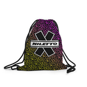 Рюкзак-мешок 3D с принтом НИЛЕТТО / Niletto в Тюмени, 100% полиэстер | плотность ткани — 200 г/м2, размер — 35 х 45 см; лямки — толстые шнурки, застежка на шнуровке, без карманов и подкладки | hip | hop | logo | music | nileto | niletto | rap | знак | лого | логотип | логотипы | любимка | музыка | музыкант | нилето | нилетто | рэп | символ | символы | хип | хоп