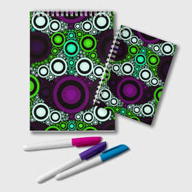 Блокнот с принтом Geckster в Тюмени, 100% бумага | 48 листов, плотность листов — 60 г/м2, плотность картонной обложки — 250 г/м2. Листы скреплены удобной пружинной спиралью. Цвет линий — светло-серый
 | Тематика изображения на принте: abstraction | circles | colorful | pattern | patterns | rings | shapes | texture | абстракция | кольца | круги | паттерн | разноцветный | текстура | узоры | формы