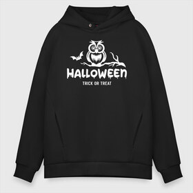 Мужское худи Oversize хлопок с принтом Halloween в Тюмени, френч-терри — 70% хлопок, 30% полиэстер. Мягкий теплый начес внутри —100% хлопок | боковые карманы, эластичные манжеты и нижняя кромка, капюшон на магнитной кнопке | Тематика изображения на принте: 31 октября | halloween | halowen | ведьма | день всех святых | джек | костюм | кровь | лого | монстр | надпись | праздник | приведение | призрак | светильник | символ | страшная | тыква | ужасы | хеллоуин | хеллуин