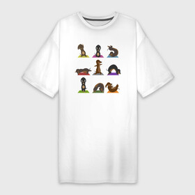 Платье-футболка хлопок с принтом Таксы и йога в Тюмени,  |  | асаны | зож | йог | йога | образ жизни | пп | собака | спорт | такса | фитнес
