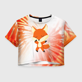 Женская футболка Crop-top 3D с принтом ЛИСИЧКА / FOXY в Тюмени, 100% полиэстер | круглая горловина, длина футболки до линии талии, рукава с отворотами | animals | fox | foxes | foxy | ginger | животные | лис | лиса | лисенок | лисий | лисица | лисицы | лисичка | лисички | лисы | лисята | оранжевый