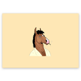 Поздравительная открытка с принтом Конь БоДжек в Тюмени, 100% бумага | плотность бумаги 280 г/м2, матовая, на обратной стороне линовка и место для марки
 | bojack horseman | бо | бо джек | говорящий конь | джек | диана | кентавр | кони | конь | конь бо джек | мистер подхвост | мульт | мультфильм | тодд