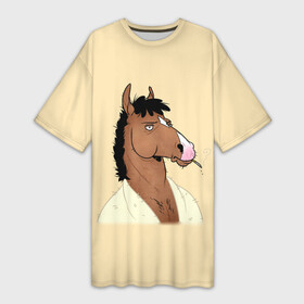 Платье-футболка 3D с принтом Конь БоДжек в Тюмени,  |  | bojack horseman | бо | бо джек | говорящий конь | джек | диана | кентавр | кони | конь | конь бо джек | мистер подхвост | мульт | мультфильм | тодд