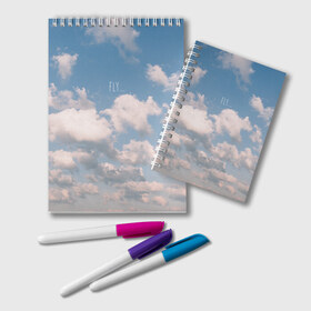Блокнот с принтом летай в Тюмени, 100% бумага | 48 листов, плотность листов — 60 г/м2, плотность картонной обложки — 250 г/м2. Листы скреплены удобной пружинной спиралью. Цвет линий — светло-серый
 | Тематика изображения на принте: воздух | воздушный | голубое небо | летать | небо | облака | облачко | парить | полет | самолет | солнце | туман