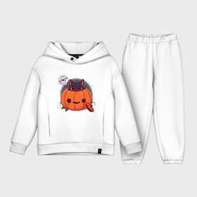 Детский костюм хлопок Oversize с принтом Киса в тыкве в Тюмени,  |  | cat | halloween | kitty | киса | кот | котик | кошка | тыква | хэллоуин