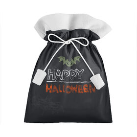 Подарочный 3D мешок с принтом Bat and Happy Hallowen в Тюмени, 100% полиэстер | Размер: 29*39 см | bat | halloween | hallowen | halowen | helloween | pumpkin | день всех святых | летучая мышь | тыква | халовен | халовин | хеллуин