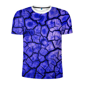 Мужская футболка 3D спортивная с принтом Cracks в Тюмени, 100% полиэстер с улучшенными характеристиками | приталенный силуэт, круглая горловина, широкие плечи, сужается к линии бедра | abstraction | cracks | dry | ground | purple | texture | абстракция | земля | сухой | текстура | трещины | фиолетовый