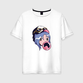 Женская футболка хлопок Oversize с принтом Anime Bubble Gum Girl в Тюмени, 100% хлопок | свободный крой, круглый ворот, спущенный рукав, длина до линии бедер
 | cute | fashion | in love | japan | japanese | kanojo | manga | style | turbo | waifu | бабл | вайфу | гипер | девочка | девушка | жвачка | жевательная резинка | кавай | кавайи | кавайная | любовь | манга | милая | пузырь | стиль | тренд