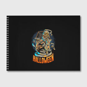 Альбом для рисования с принтом Halloween в Тюмени, 100% бумага
 | матовая бумага, плотность 200 мг. | Тематика изображения на принте: art | bones | cobweb | halloween | moon | mummy | skeleton | skull | арт | кости | луна | мумия | паутина | скелет | хэллоуин | хэлуин | череп