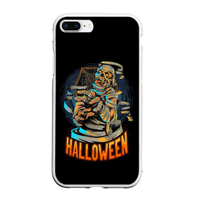 Чехол для iPhone 7Plus/8 Plus матовый с принтом Halloween в Тюмени, Силикон | Область печати: задняя сторона чехла, без боковых панелей | Тематика изображения на принте: art | bones | cobweb | halloween | moon | mummy | skeleton | skull | арт | кости | луна | мумия | паутина | скелет | хэллоуин | хэлуин | череп