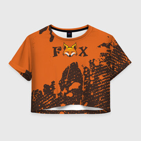 Женская футболка Crop-top 3D с принтом FOX в Тюмени, 100% полиэстер | круглая горловина, длина футболки до линии талии, рукава с отворотами | animals | fox | foxes | foxy | ginger | животные | лис | лиса | лисенок | лисий | лисица | лисицы | лисичка | лисички | лисы | лисята | оранжевый