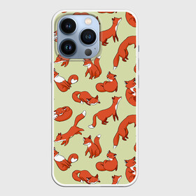 Чехол для iPhone 13 Pro с принтом Осенние лисички в Тюмени,  |  | art | autumn | cute | pattern | winter | арт | арты | бежит | живопись | животные | зима | иллюстрация | лиса | лисица | лисы | милая | мультяшная | нарисованная | осень | охотник | пастель | паттерн | прыгает | пушистая